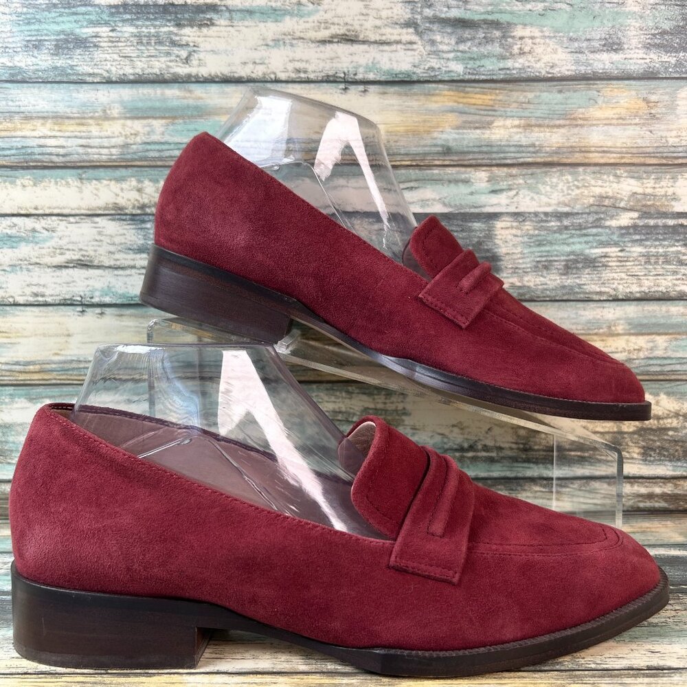 27 Edit By Naturalizer Loafer Size 9M Burgundy Suede Dress Flats Slip On Shoes